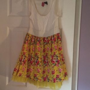 Yellow floral fit and flare summer dress